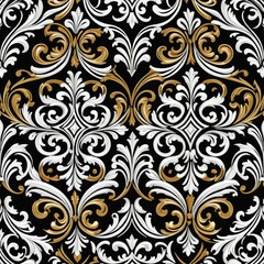 A classic black and white design with gold and silver accents, perfect for home decor or as a background image