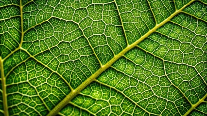 Obraz premium Close-up macro photograph of leaf texture background showing intricate veins and cells, leaf, texture, background, veins