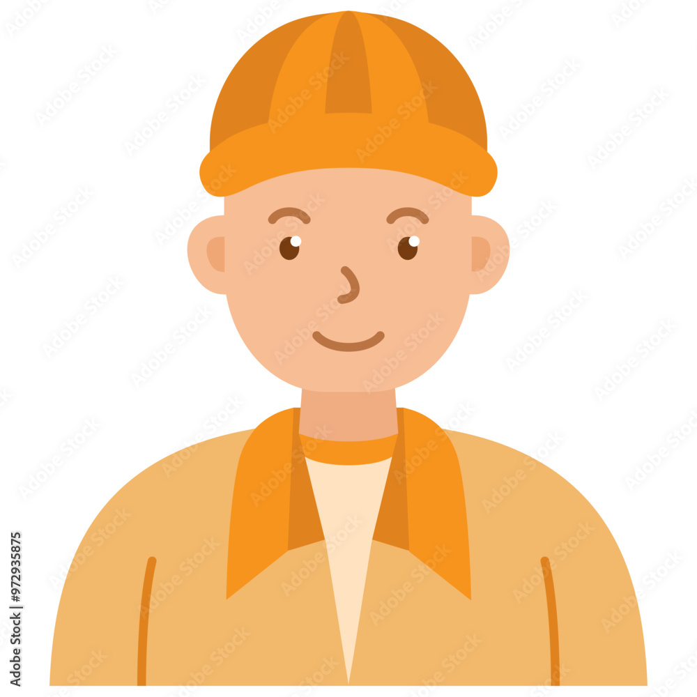 Wall mural worker with helmet