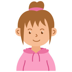 little girl with hair in a bun vector illustration