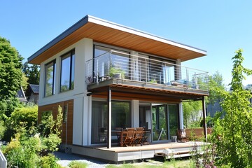 Modern White House With Balcony And Deck