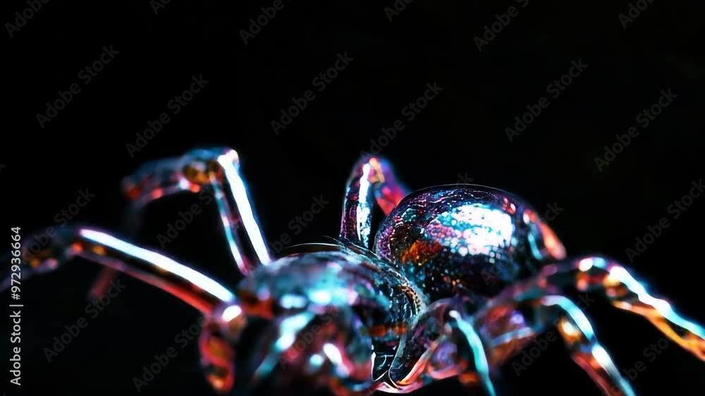 Canvas Prints glass spider with iridescent colors on a dark background