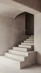 Modern Concrete Staircase with Archway and Railing