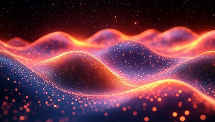 Obraz premium 3D Holographic Data Waves in Abstract Technology Design, 3D holographic design featuring abstract data waves.