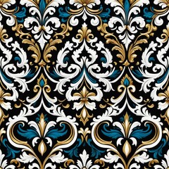 Fototapeta premium Geometric design featuring interlocking gold and blue shapes on a dark background