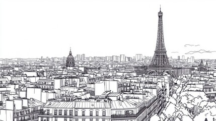 A line art vector illustration of Paris.