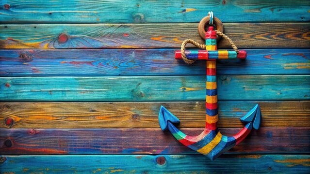 Colorful anchor with nautical themed background for National Maritime Day celebration, anchor, colorful,national, maritime, day