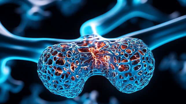 Detailed illustration of the parathyroid glands in blue and orange, highlighting their anatomical features.
