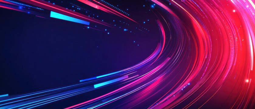 Background gaming abstract neon sci-fi themes cyberpunk red and blue dynamic technology wallpaper AI generated image