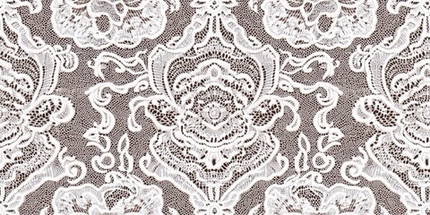 Intricate lace pattern design with elegant floral details for textiles and decor.