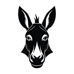 Black Donkey head silhouette vector art illustration . 