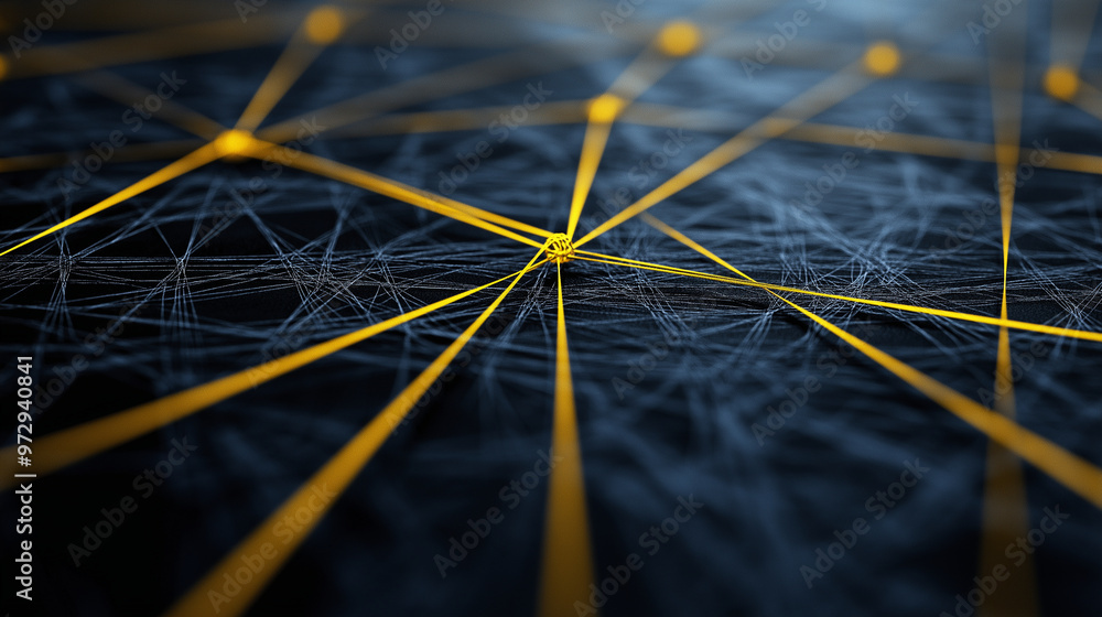 Poster a standout yellow thread weaves through a grid of black threads, representing the disruptive power o