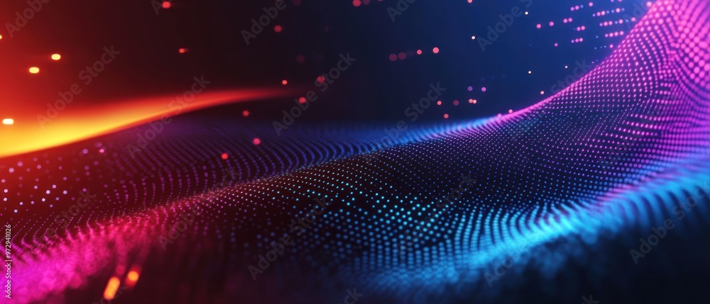 Poster futuristic abstract graphics particles graphics digital wave formation background wallpaper ai gener