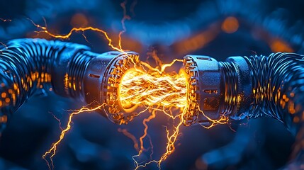 Abstract energy flow depicted with blue and orange lighting, illustrating the concept of vibrant and transformative energy.