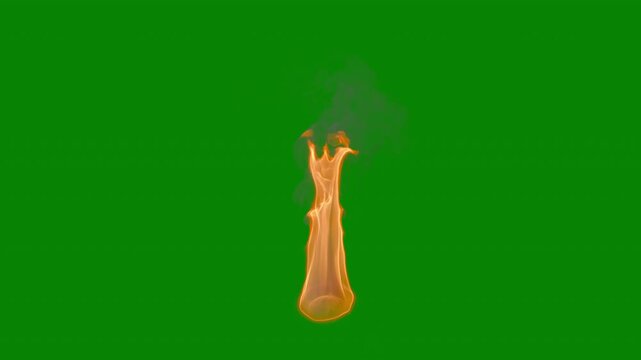 Looping basic flame in slow motion, 4k 30 FPS, with green screen, since it is a loop, you can loop it and make whatever duration you need or want. Slow motion allows you to speed it up or keep slow