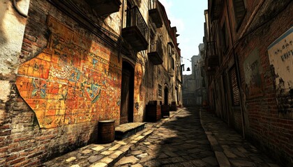 Narrow Street in a European City.