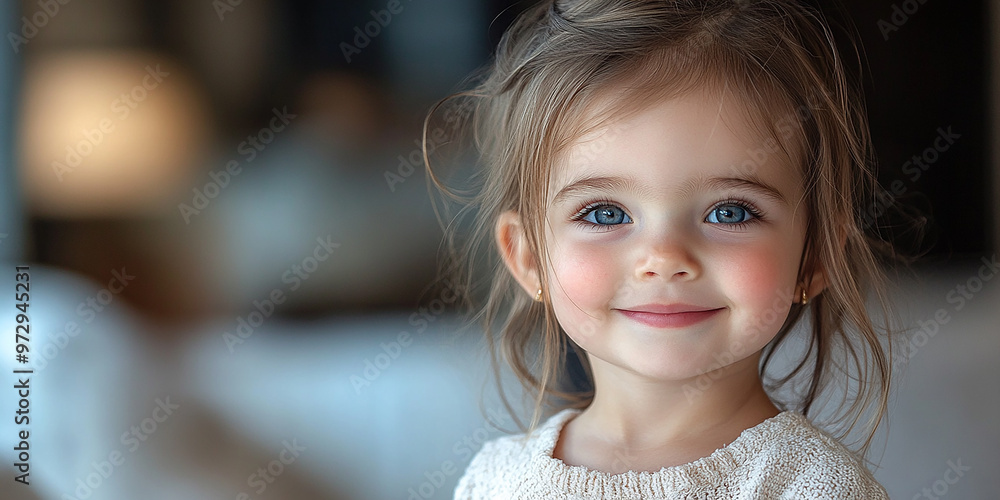 Wall mural portrait of a beautiful little girl looking at the camera