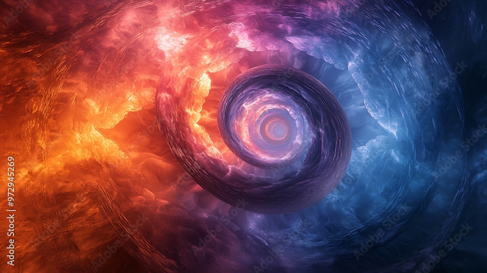 Aufkleber vibrant abstract spiral vortex filled with a mix of colors and light particles, creating a captivati