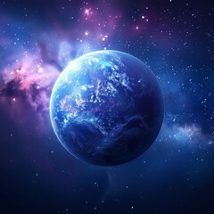 Obraz premium Planet Earth from Space, Showing Europe and Africa, Celestial Body in a Starry Universe.