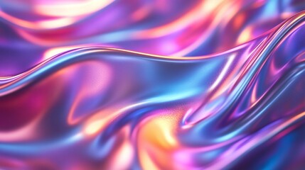 dynamic motion of a holographic curved wave on a chrome background, reflecting contemporary aesthetics and innovation in design