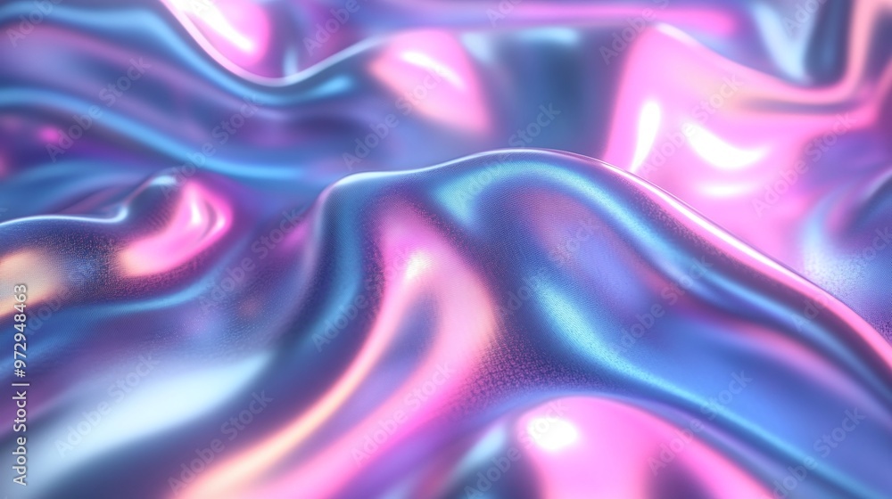 Poster vibrant abstract design featuring a holographic wave in motion, creating dynamic visuals against a s