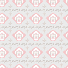Pink and Gray Damask Seamless Patterns