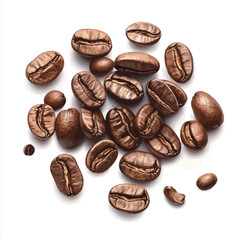 Coffee beans isolated on white background. Close-up.