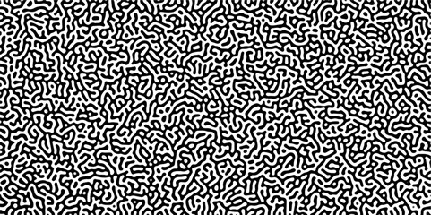 Turing reaction diffusion monochrome seamless pattern with chaotic motion .Linear design with biological shapes. Organic lines in memphis. abstract turing organic wallpaper background .	
