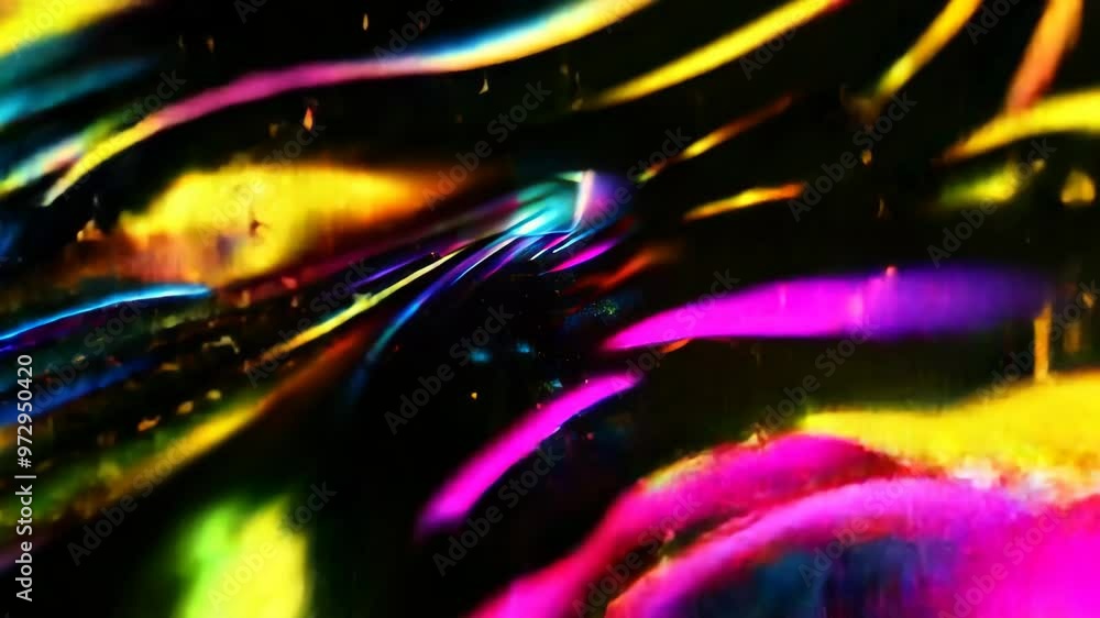 Aufkleber 3d animation of bright abstract lines and flashes in neon style