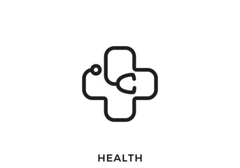 stethoscope healthcare and medical logo design vector