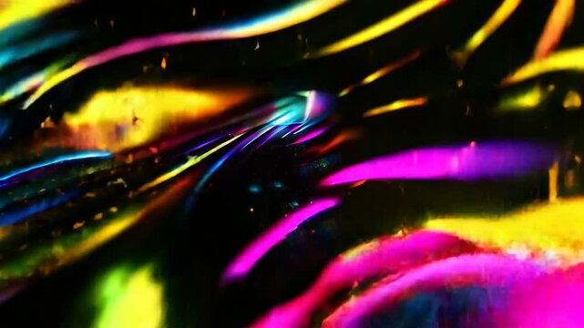 3D animation of bright abstract lines and flashes in neon style