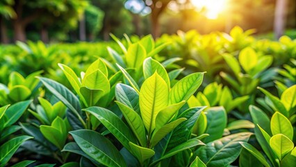 Obraz premium Closeup of a vibrant green leaf plant in a natural outdoor park setting , nature, fresh, green, leaf, plant, outdoor, park