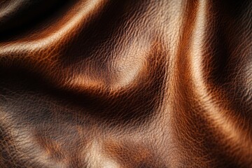 A close-up of rich brown leather material.