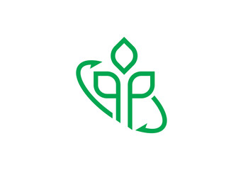 leaf tree logo rotation. green organic plant icon design template