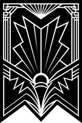 Art Deco Design: Stylized Sunburst and Geometric Patterns