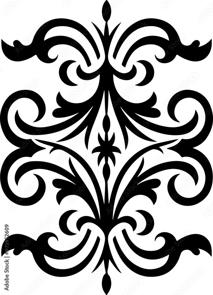 Poster Elegant Black and White Ornamental Design with Flourishes