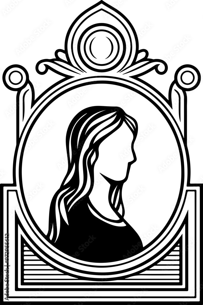 Poster Elegant Silhouette in Ornate Frame - Vector Design