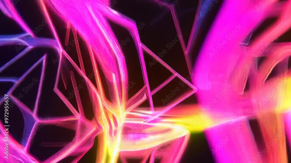 Canvas Prints 3d figure of a kangaroo made of glowing lines in neon colors