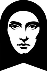 Stylized Black and White Female Face Vector Illustration