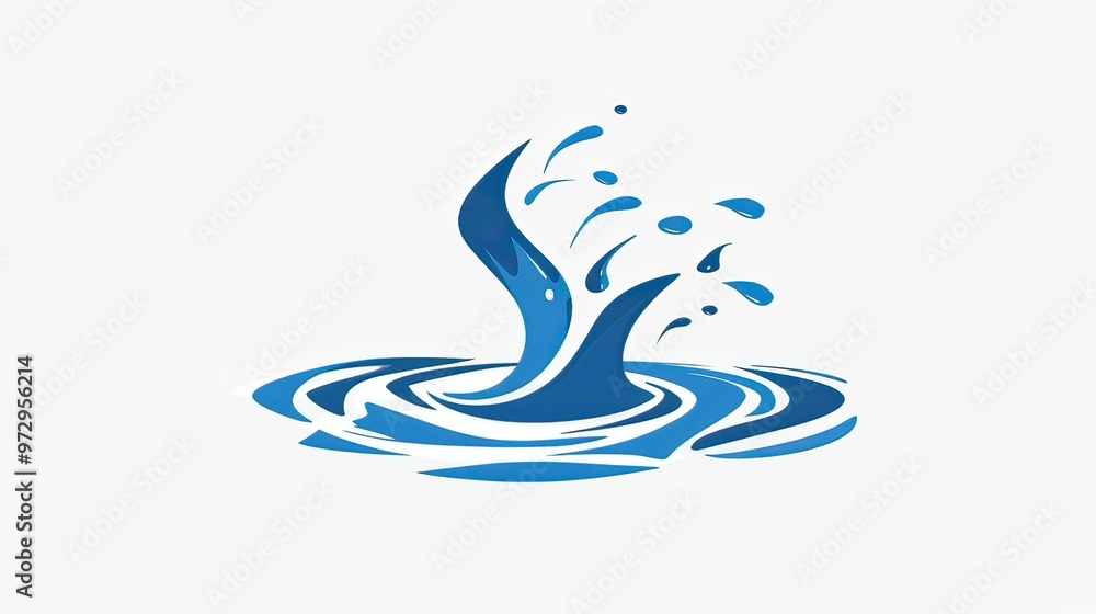 Poster design a logo with an artistic representation of a fountain, incorporating dynamic water splashes in