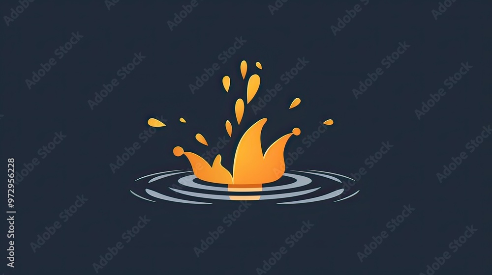 Poster design a logo with an artistic representation of a fountain, incorporating dynamic water splashes in