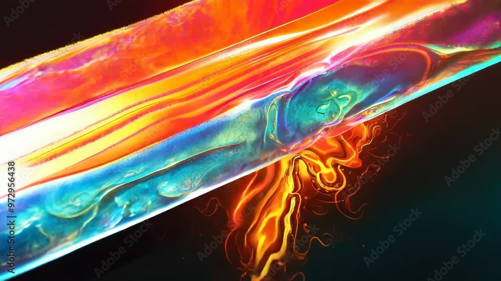 Canvas Prints 3d animation of a sword with neon light effects on a black background