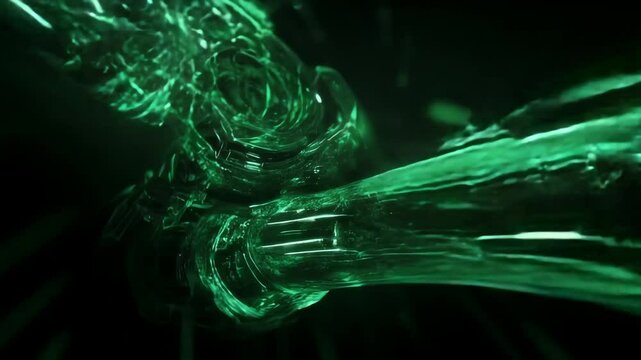 3d animation of green pipes with futuristic elements and lighting