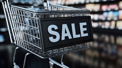 Shopping Cart with Sale Sign in Store