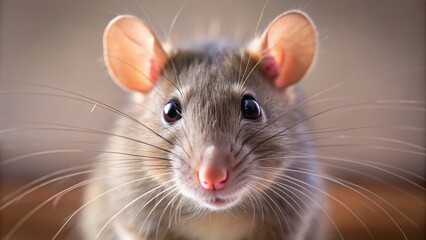 Close-up of a cute pet rat with shiny fur looking directly at the camera , Rat, pet, rodent, animal, adorable, small, furry