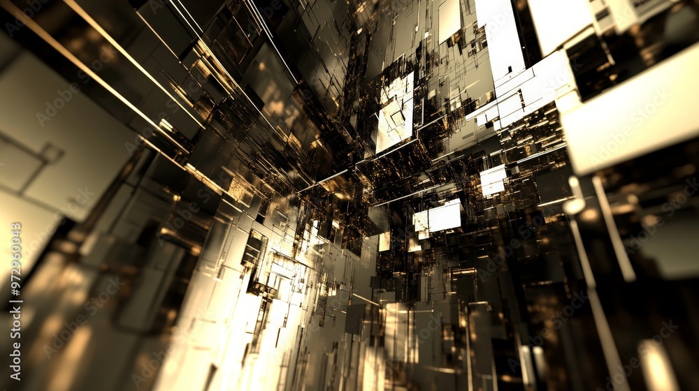 Poster abstract metallic structure.