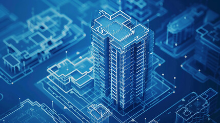 3D Blueprint of Residential House Architecture