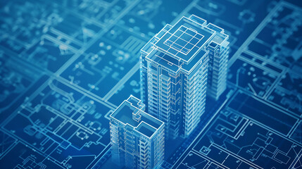 3D Blueprint of Residential House Architecture