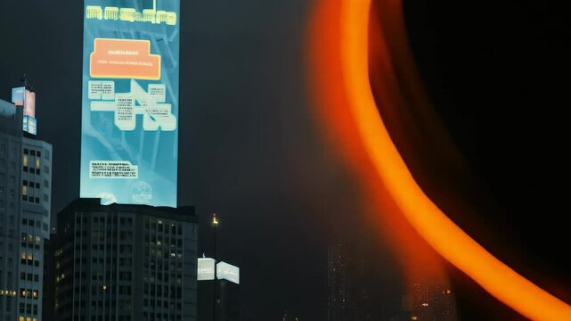 Mysterious hooded figure with a neon circle