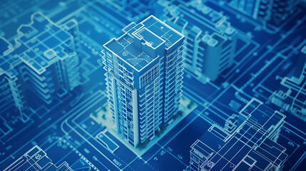 Futuristic digital house blueprint illustration showcasing advanced architectural design and technology concepts